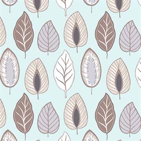 duck egg, brown and grey chic leaf wallpaper