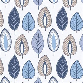 blue, navy and taupe chic leaf wallpaper
