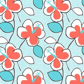 turquoise and orange flower power wallpaper