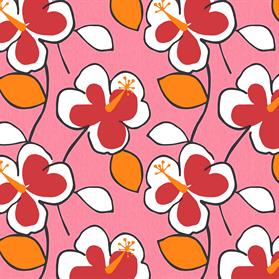 hot pink; red; orange flower power wallpaper