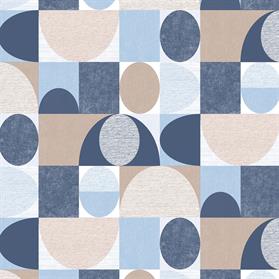 Navy, blue and beige textured geo dome wallpaper