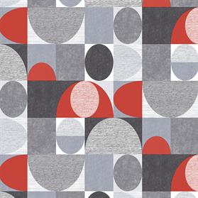Black, red and grey textured geo dome wallpaper