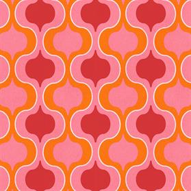 Hot pink, red and orange textured geometric squeeze wallpaper