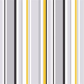 Yellow, grey and black step stripe wallpaper
