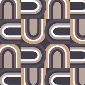 Black, brown and beige geometric u turn design wallpaper